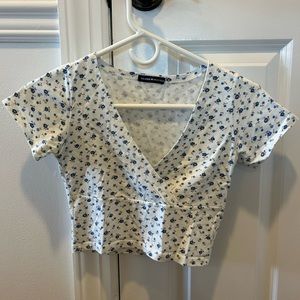 Brandy Melville tight flowered crop top